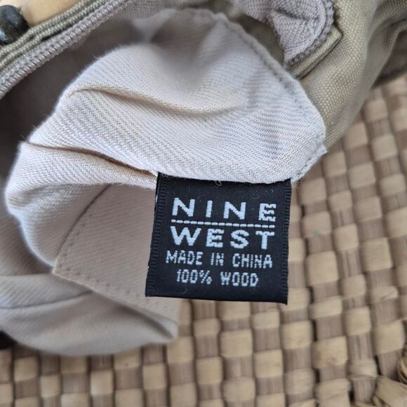 Nine West Vintage Tan and Brown Boho Wood Beaded Shoulder Bag Beach Y2K - Picture 4 of 4